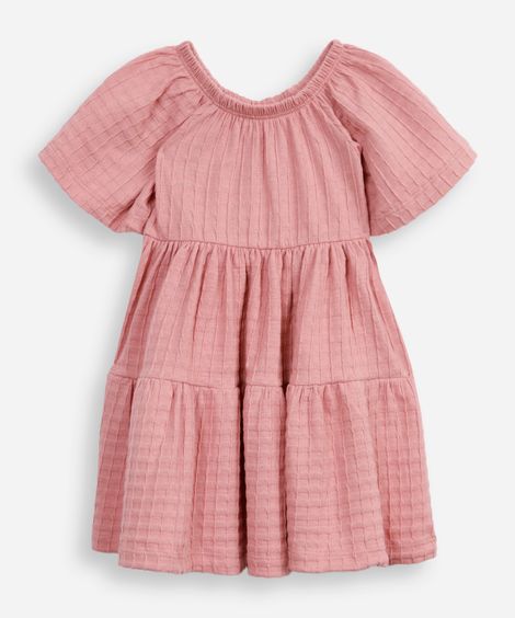 vestido marias de algodão infantil listrado rosa