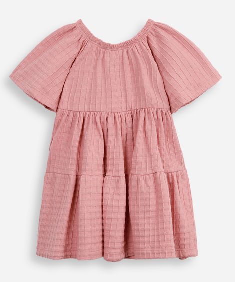 vestido marias de algodão infantil listrado rosa