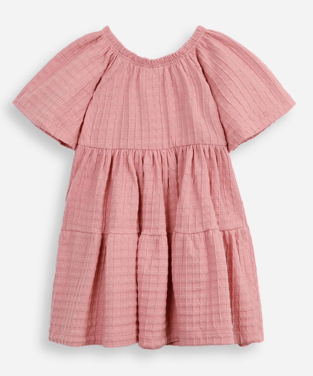 vestido marias de algodão infantil listrado rosa