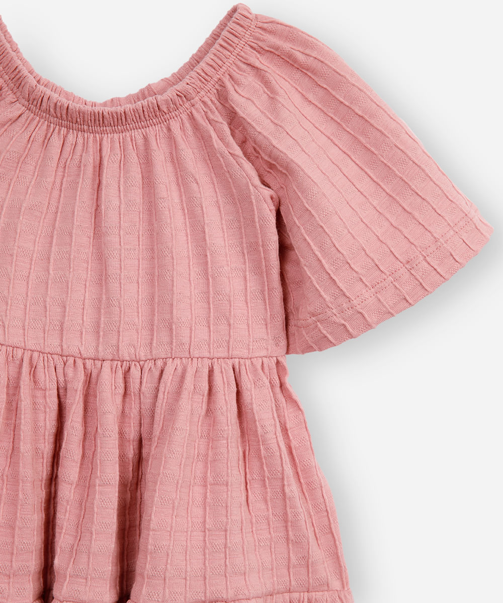 vestido marias de algodão infantil listrado rosa