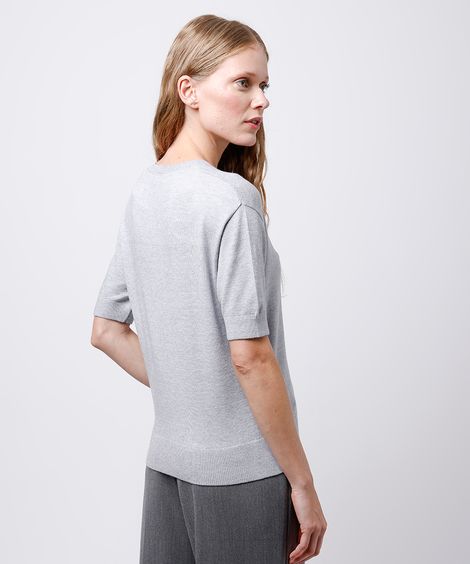 blusa feminina de tricot decote v mindset cinza