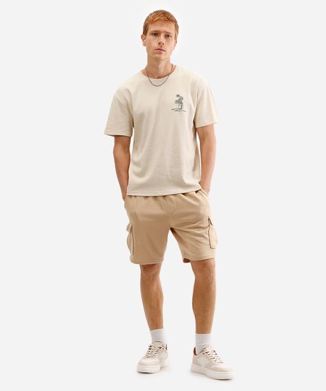 bermuda cargo de moletom bege