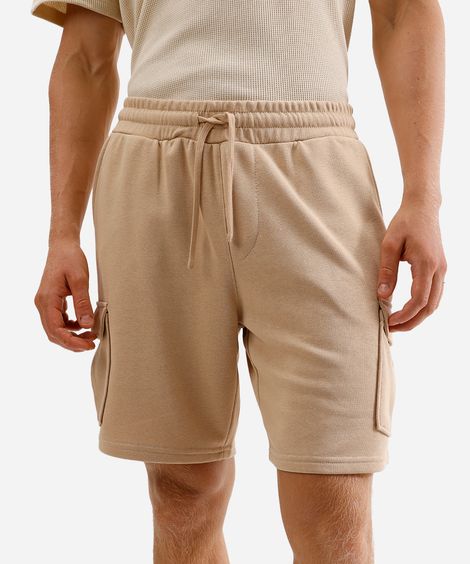 bermuda cargo de moletom bege