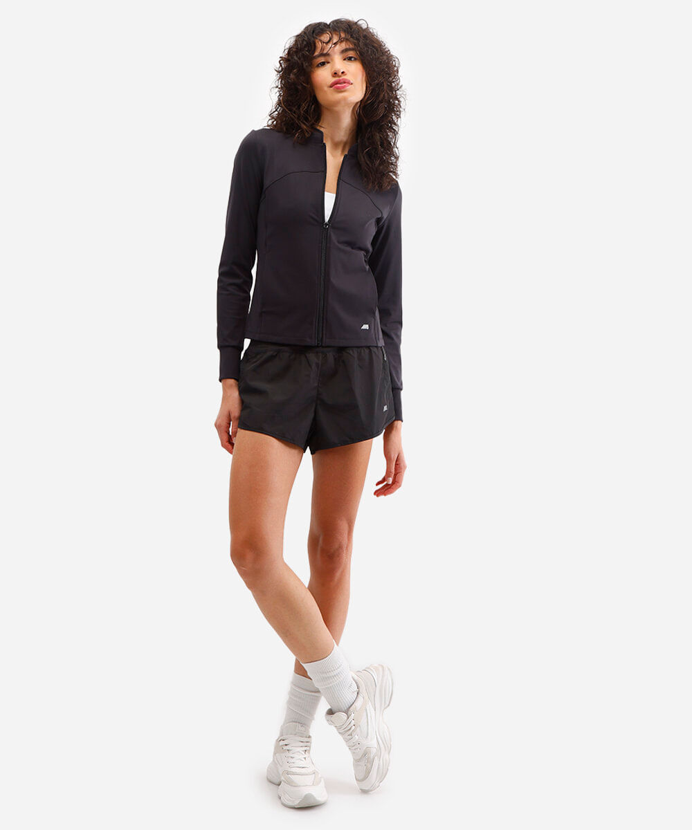 jaqueta gola alta esportiva - preto