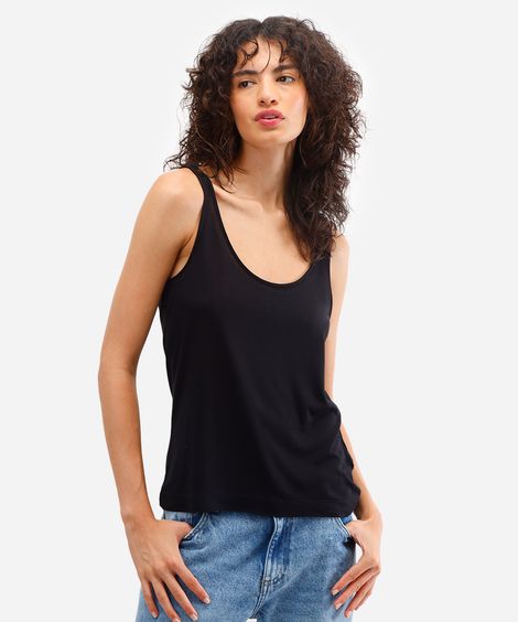 regata feminina de tricot mindset preta