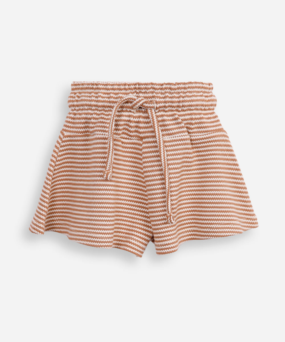 short evasê infantil listrado bege