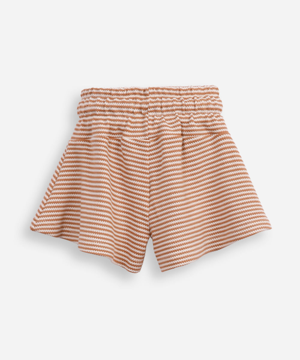 short evasê infantil listrado bege