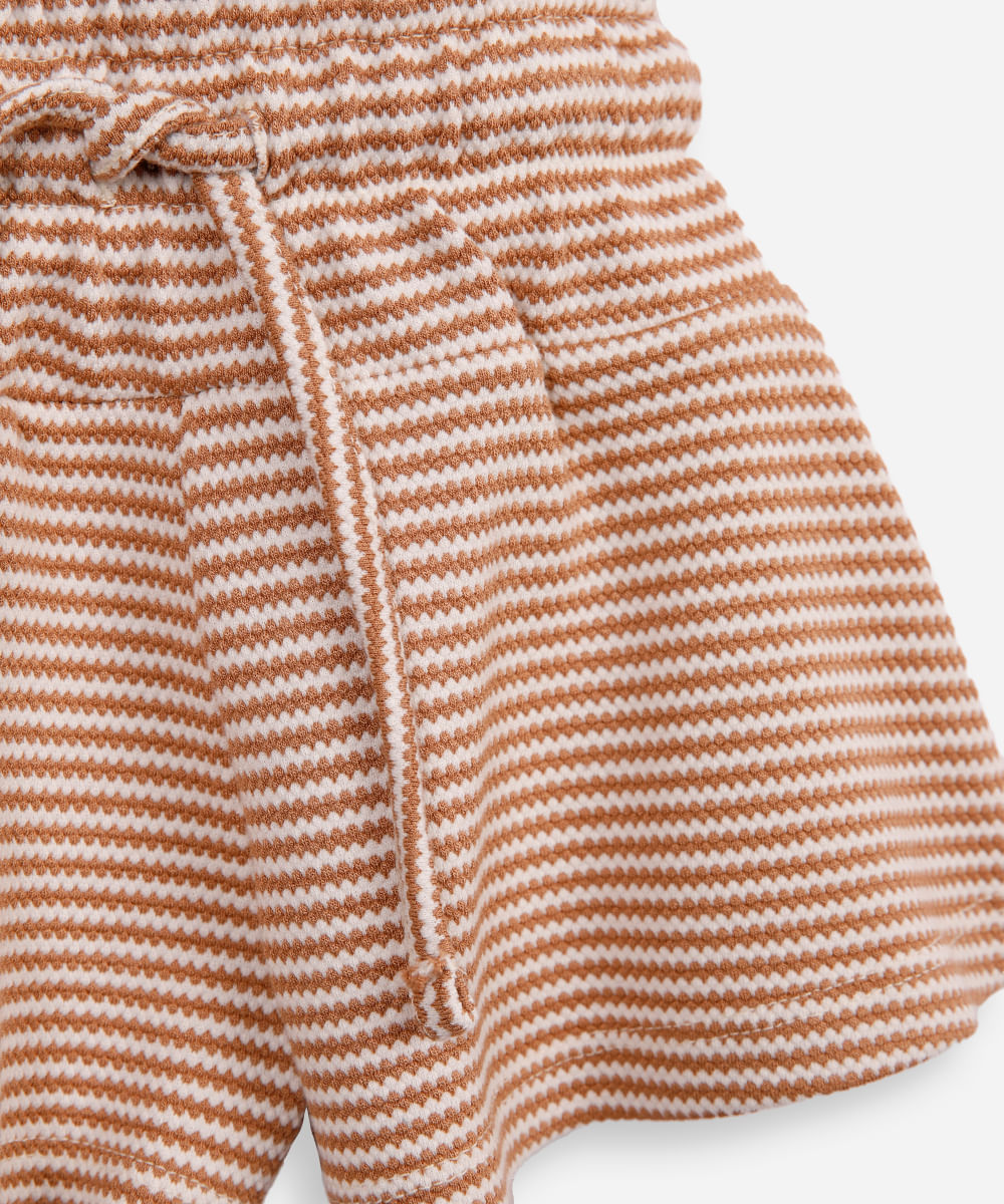 short evasê infantil listrado bege