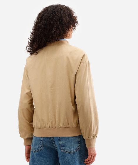 jaqueta bomber feminina texturizada bege