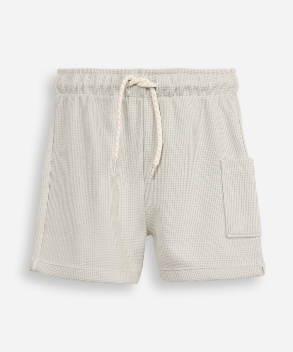 short de algodão infantil com bolso texturizado verde