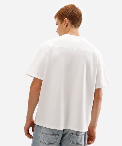 camiseta masculina manga curta com recorte off white