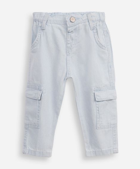 calça cargo infantil de sarja azul