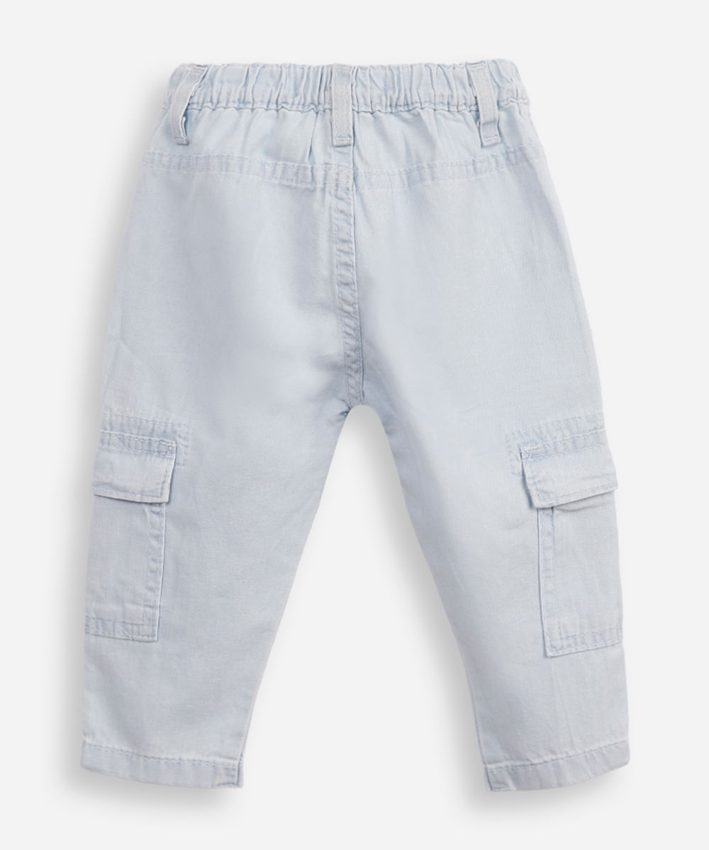 calça cargo infantil de sarja azul