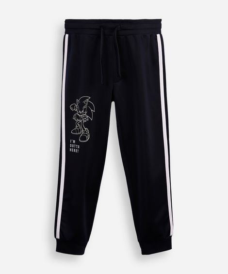 calça jogger infantil com listra sonic azul
