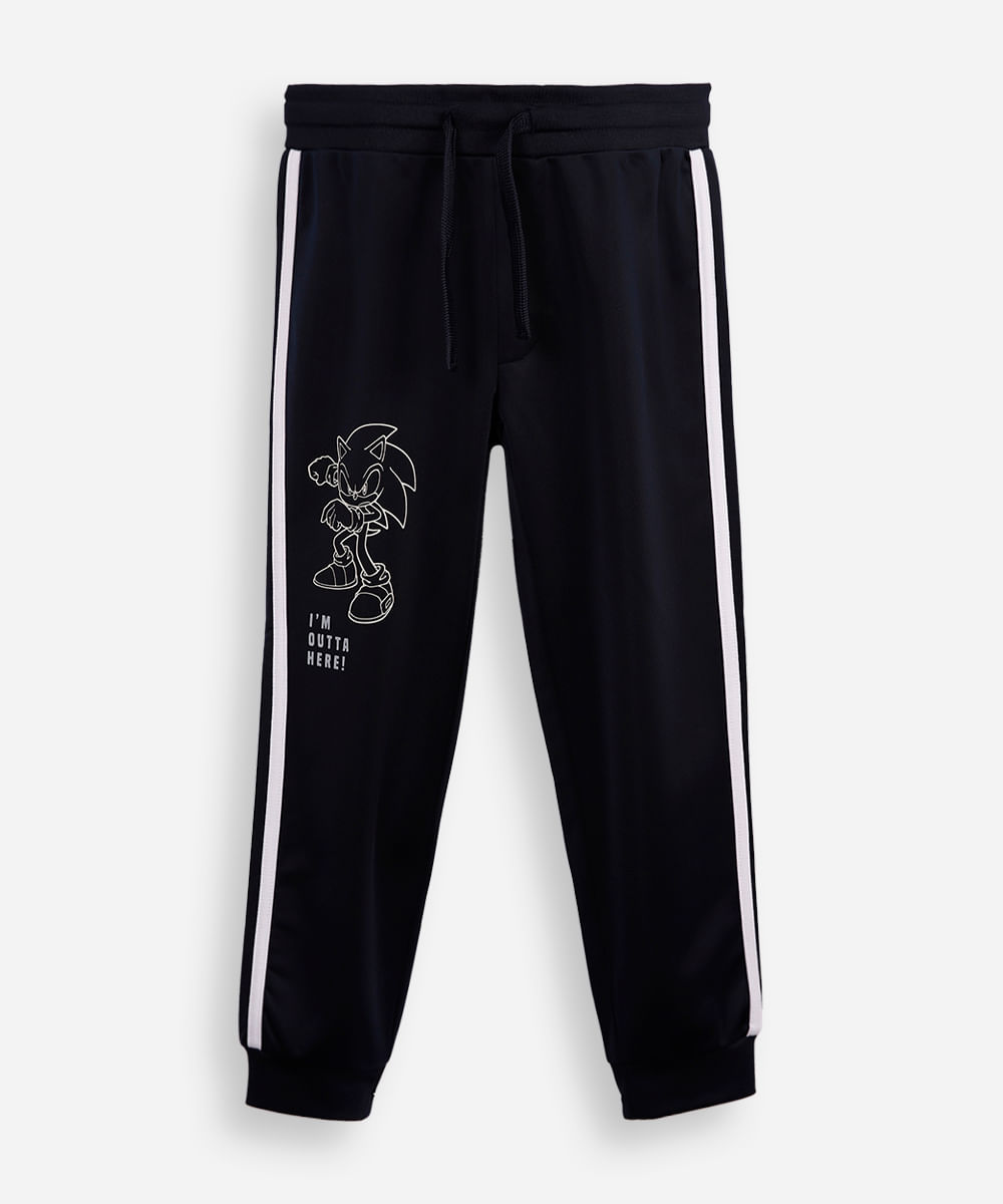 calça jogger infantil com listra sonic azul