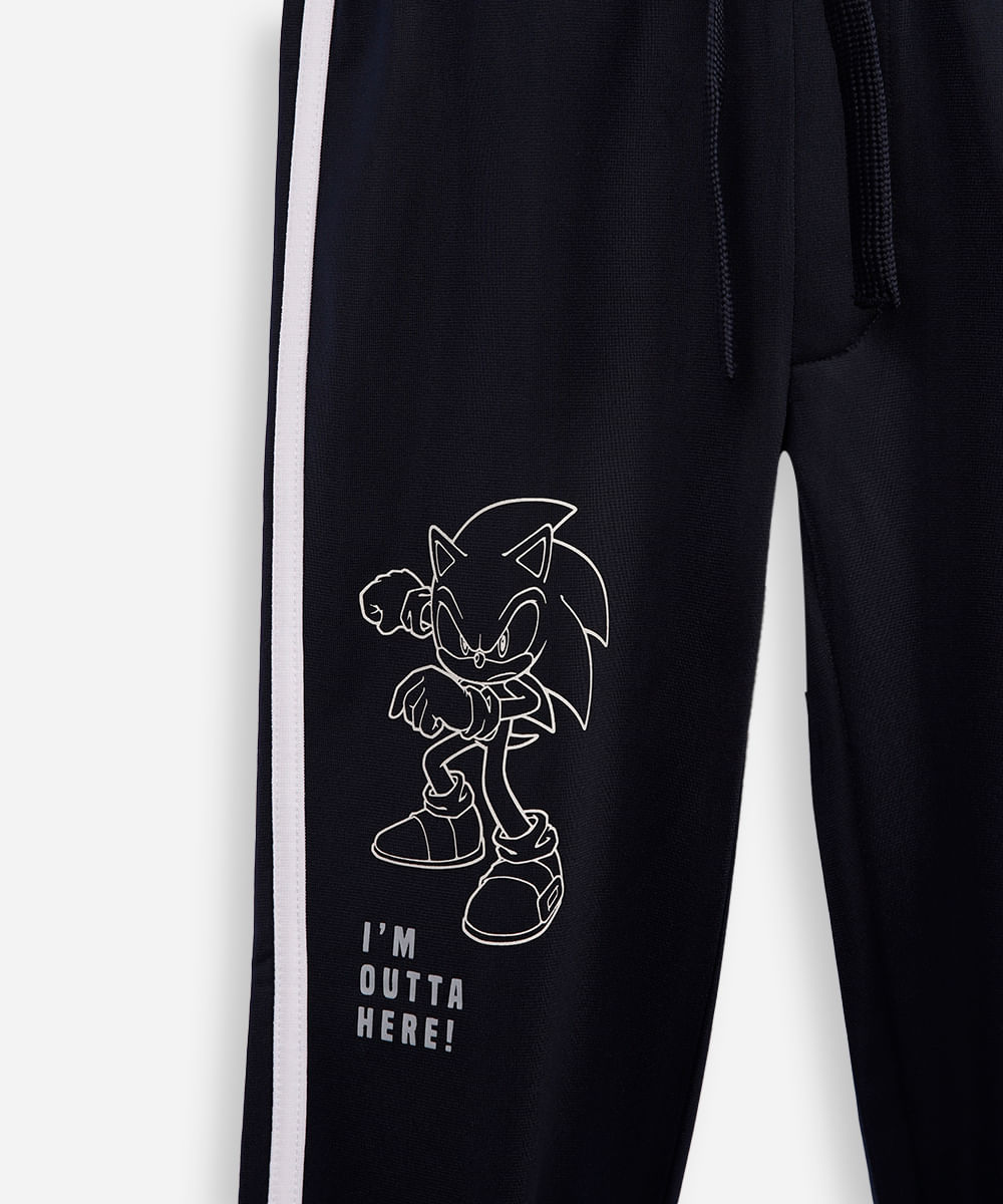 calça jogger infantil com listra sonic azul