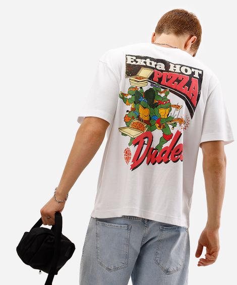 camiseta masculina as tartarugas ninjas off white