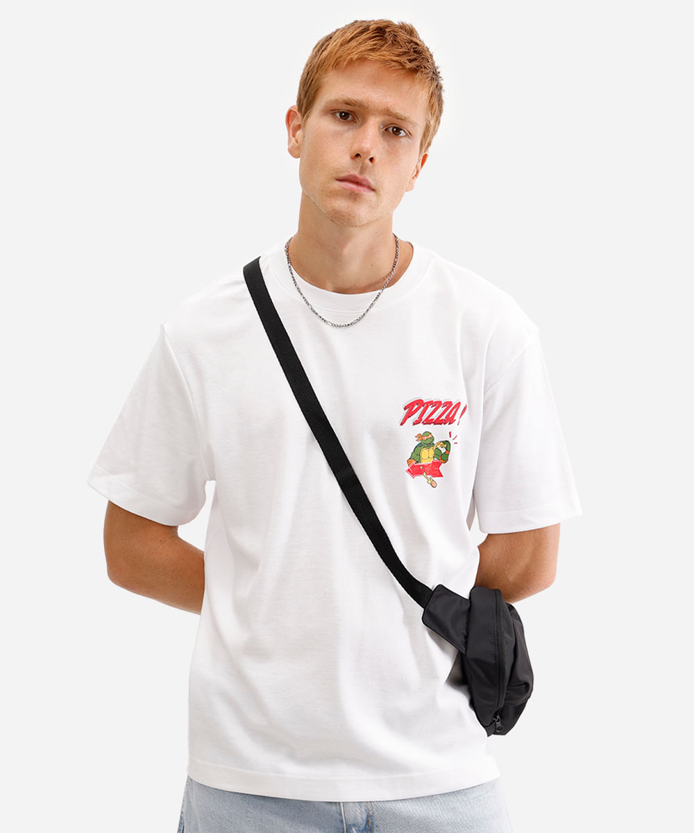 camiseta masculina as tartarugas ninjas off white