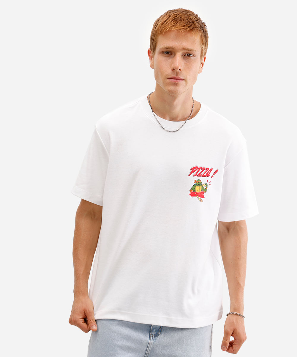 camiseta masculina as tartarugas ninjas off white