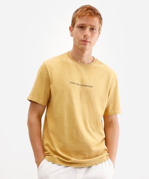 camiseta masculina de algodão pure view of paradise amarela