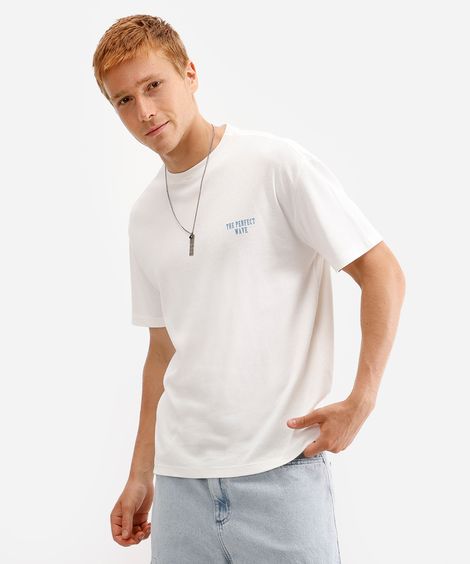 camiseta masculina de algodão manga curta estampada off white