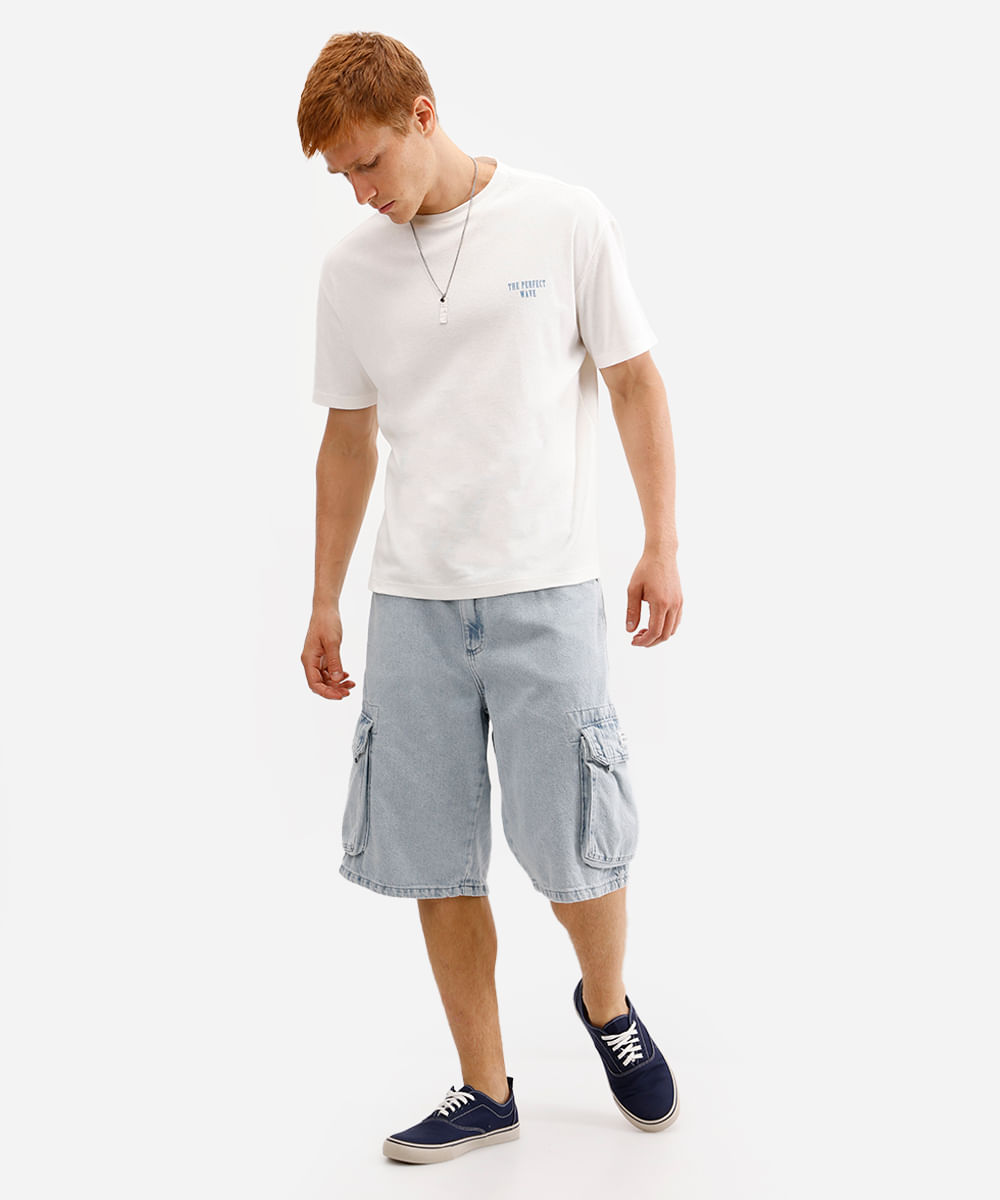 camiseta masculina de algodão manga curta estampada off white