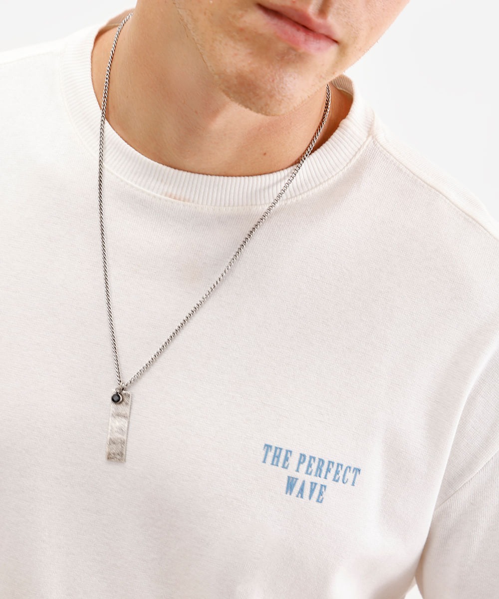 camiseta masculina de algodão manga curta estampada off white