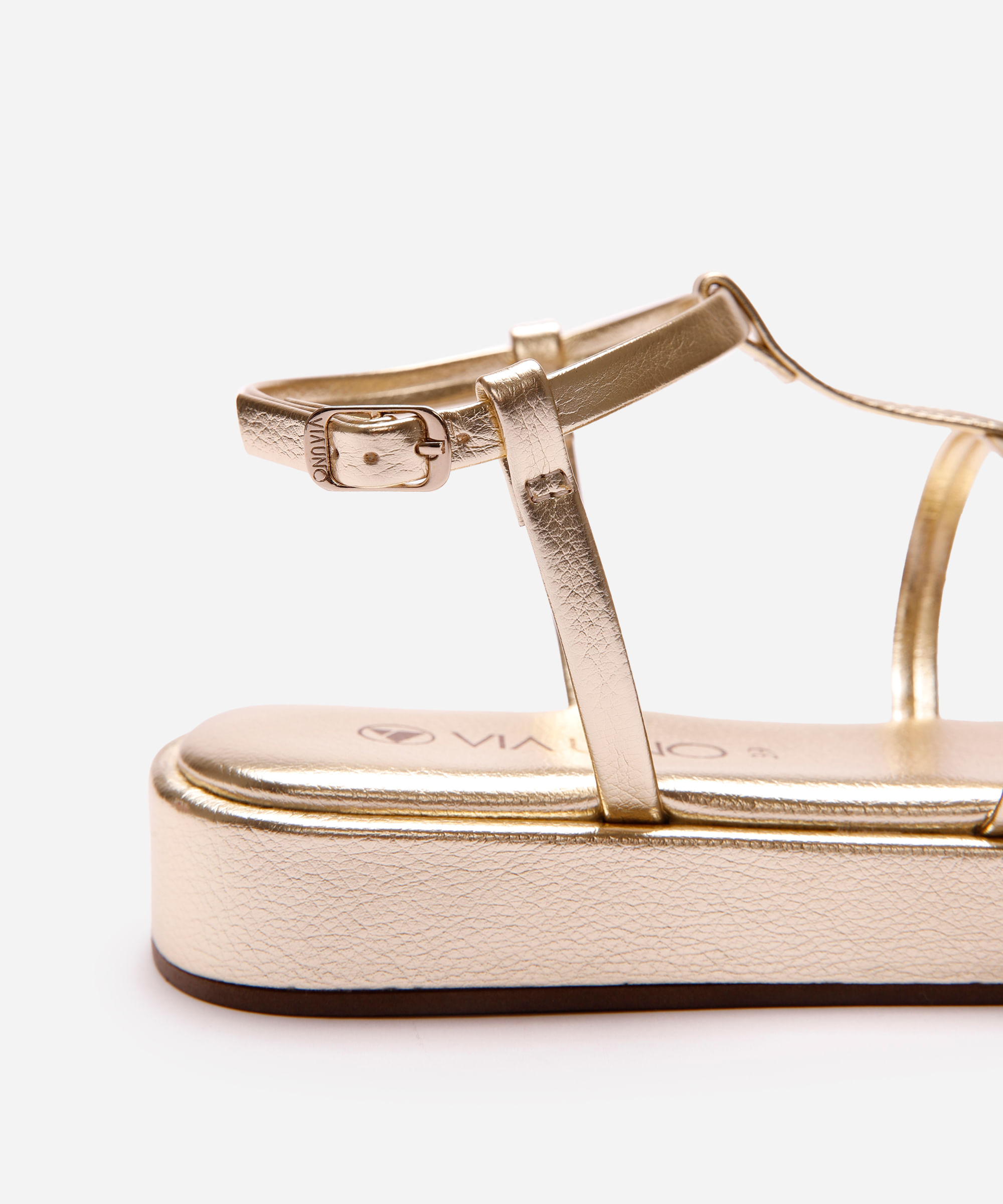rasteirinha flatform via uno gladiadora dourada