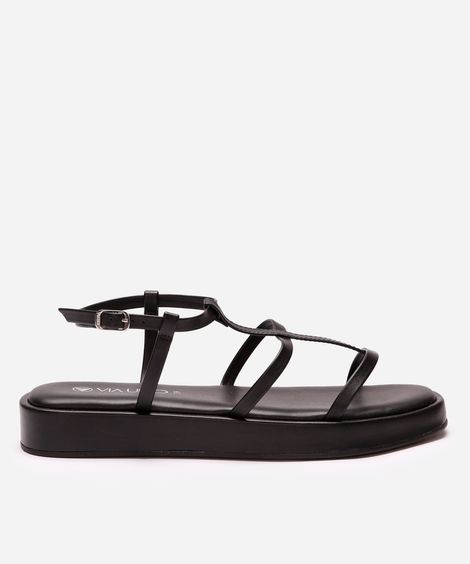 rasteirinha flatform via uno gladiadora preta