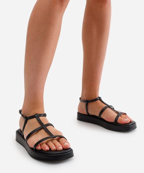 rasteirinha flatform via uno gladiadora preta