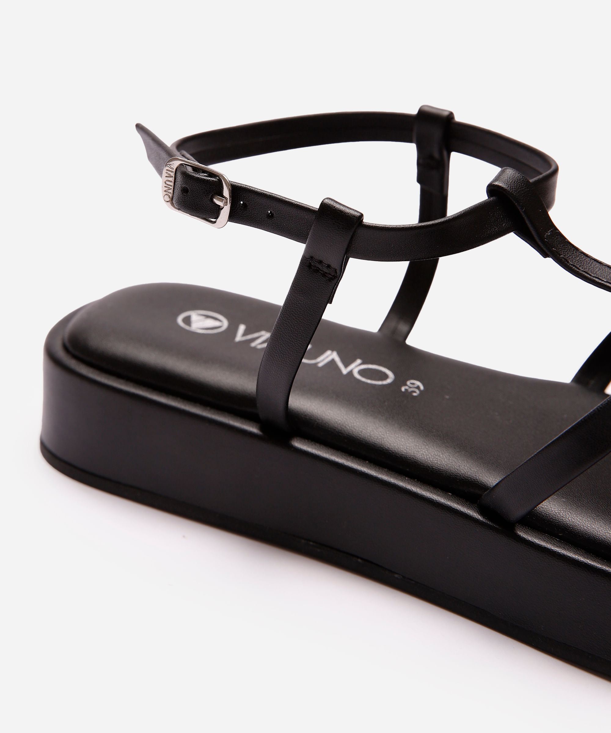 rasteirinha flatform via uno gladiadora preta