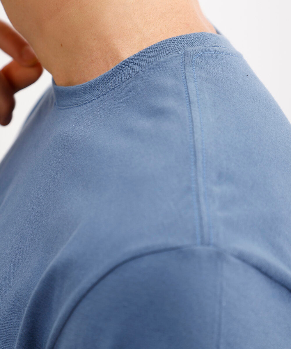 camiseta masculina de algodão básica manga curta azul