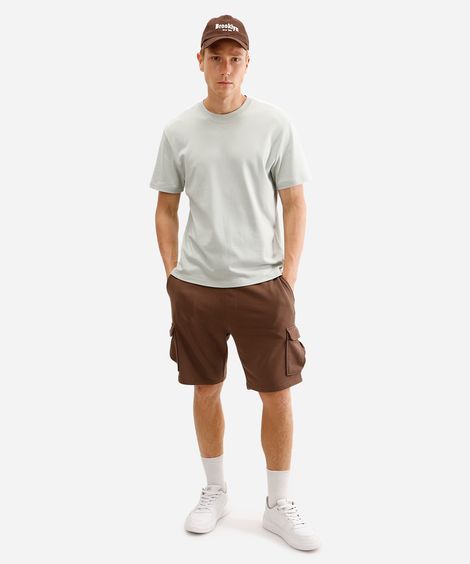 bermuda cargo de moletom marrom