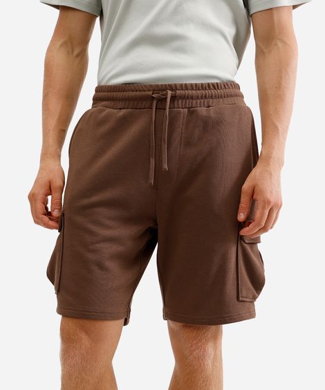 bermuda cargo de moletom marrom