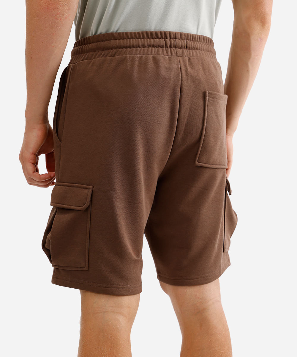 bermuda cargo de moletom marrom