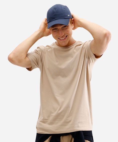camiseta masculina de algodão básica manga curta bege