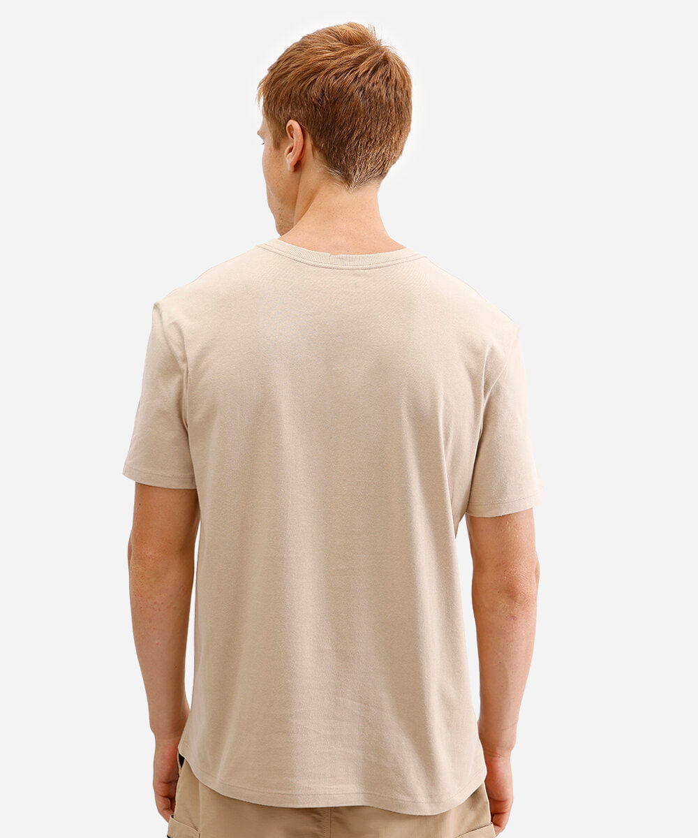 camiseta masculina de algodão básica manga curta bege