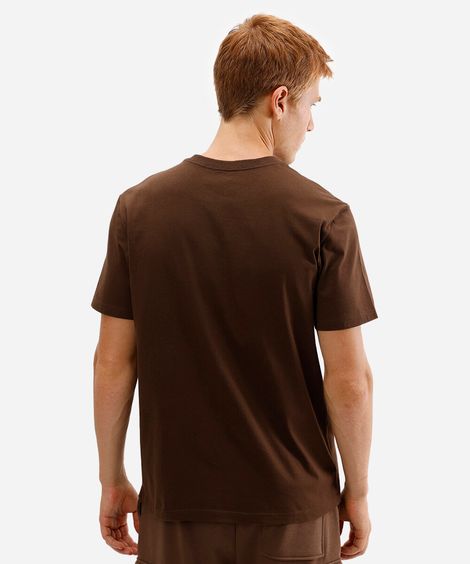 camiseta masculina de algodão básica manga curta marrom