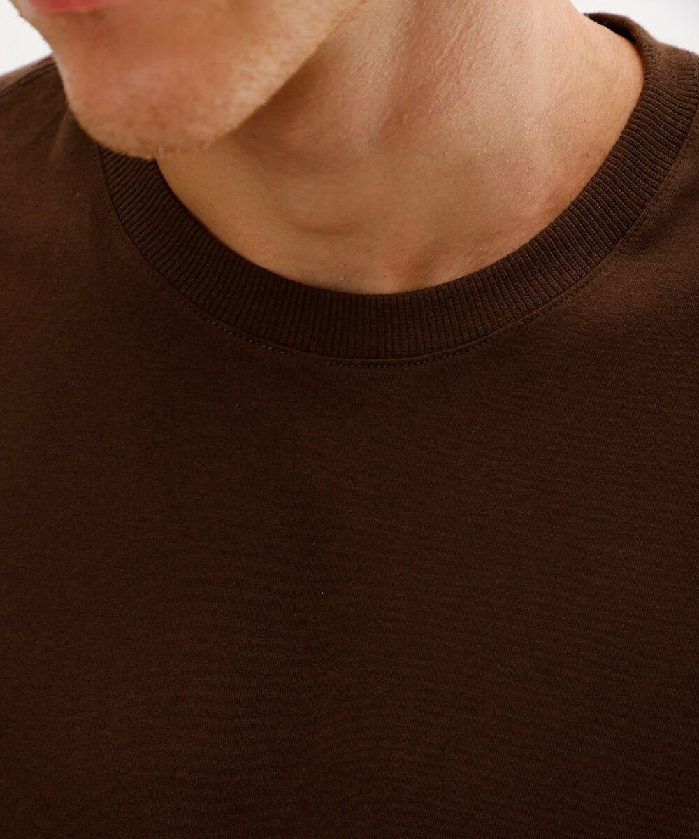 camiseta masculina de algodão básica manga curta marrom