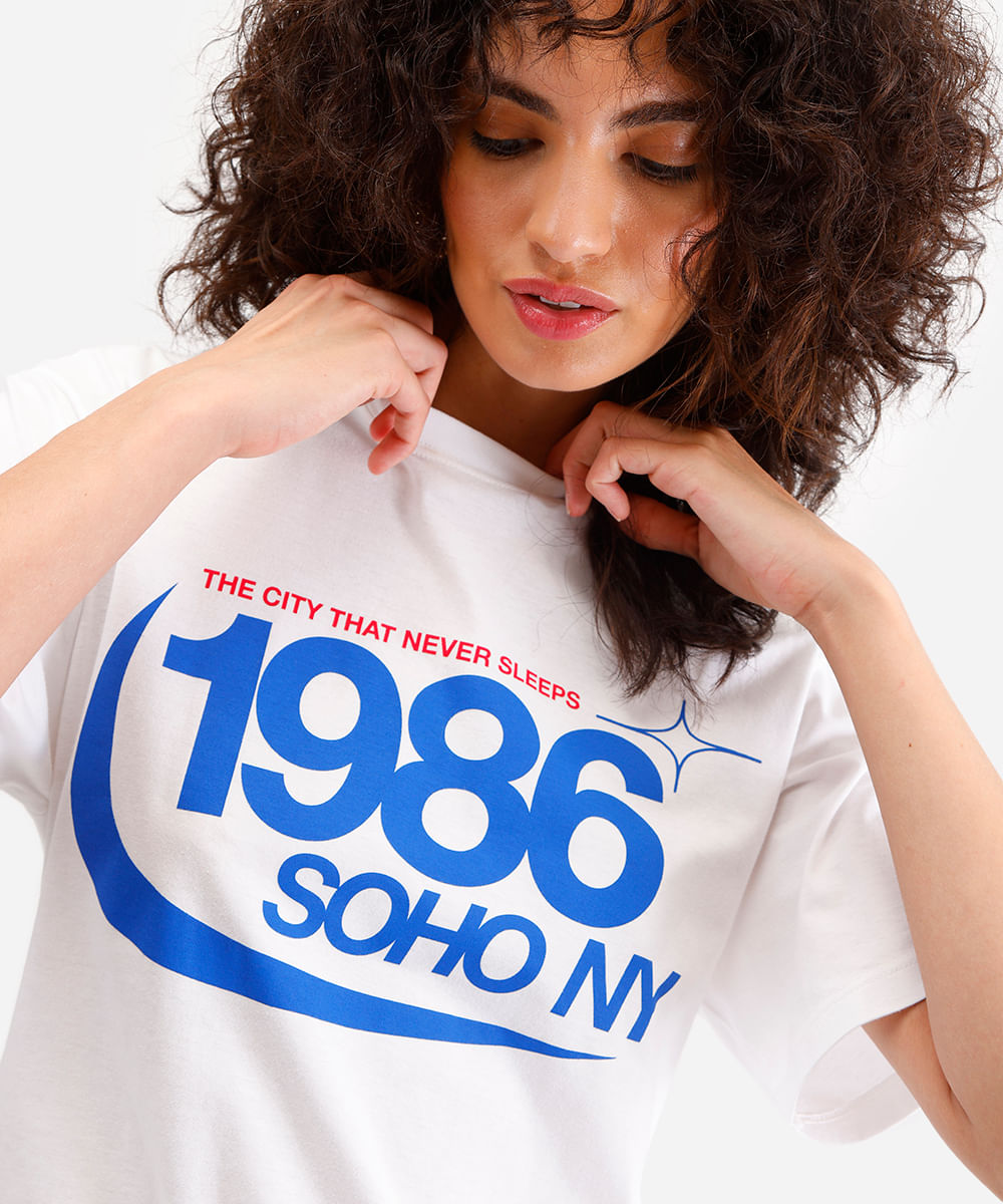 camiseta feminina de algodão soho off white