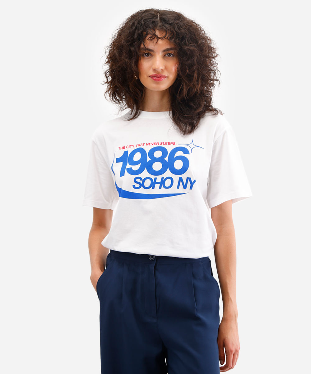 camiseta feminina de algodão soho off white