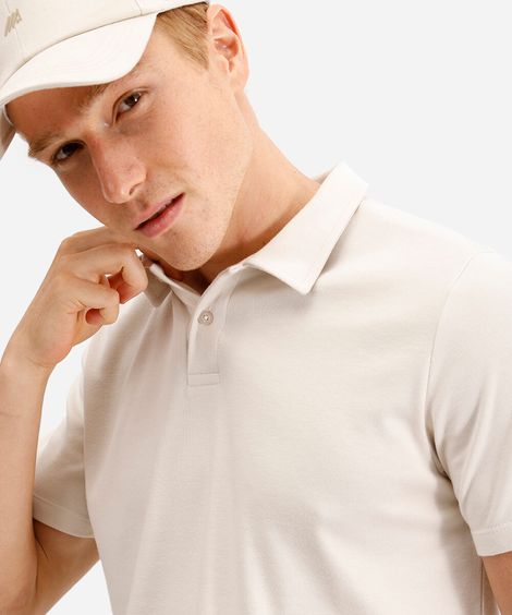 polo comfort masculina de algodão manga curta bege