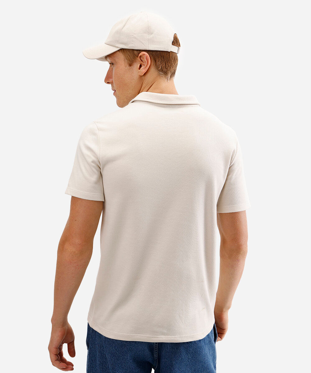 polo comfort masculina de algodão manga curta bege