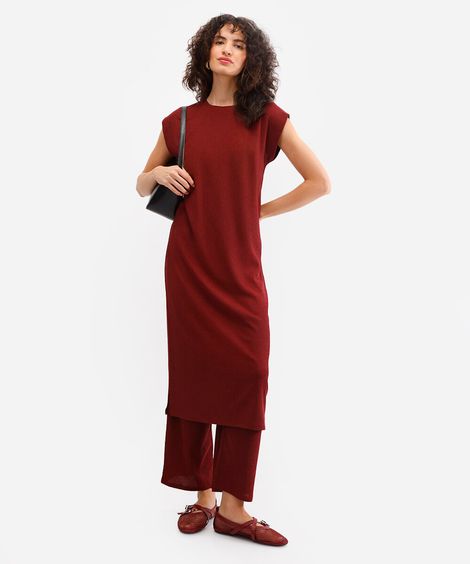 vestido midi muscle tee texturizado vinho