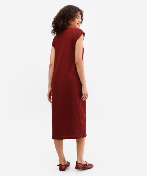 vestido midi muscle tee texturizado vinho
