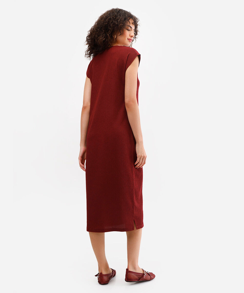 vestido midi muscle tee texturizado vinho
