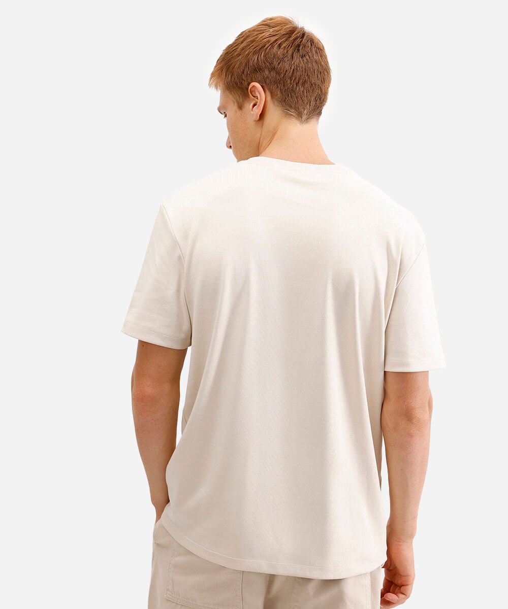 camiseta de algodão peruano bold manga curta bege