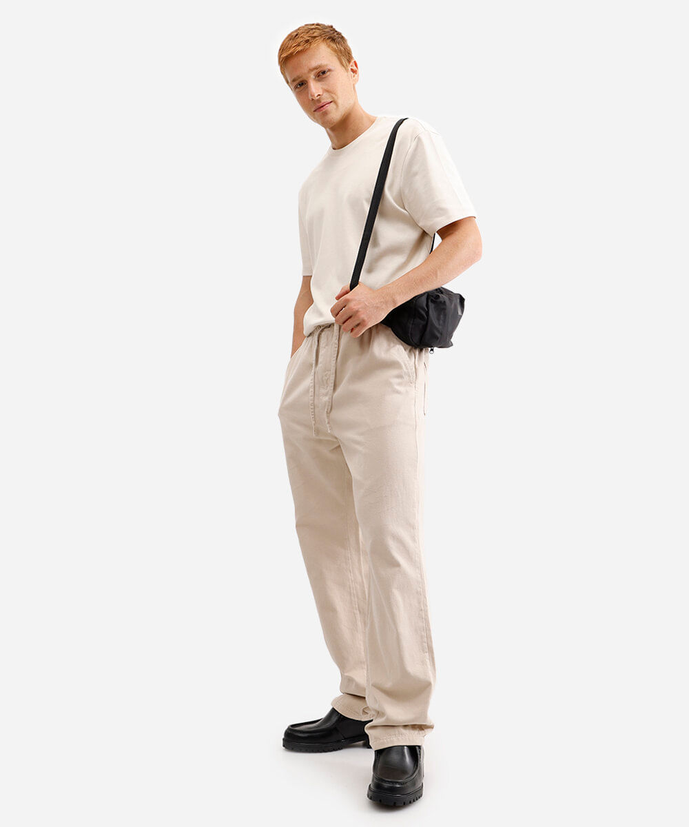 camiseta de algodão peruano bold manga curta bege