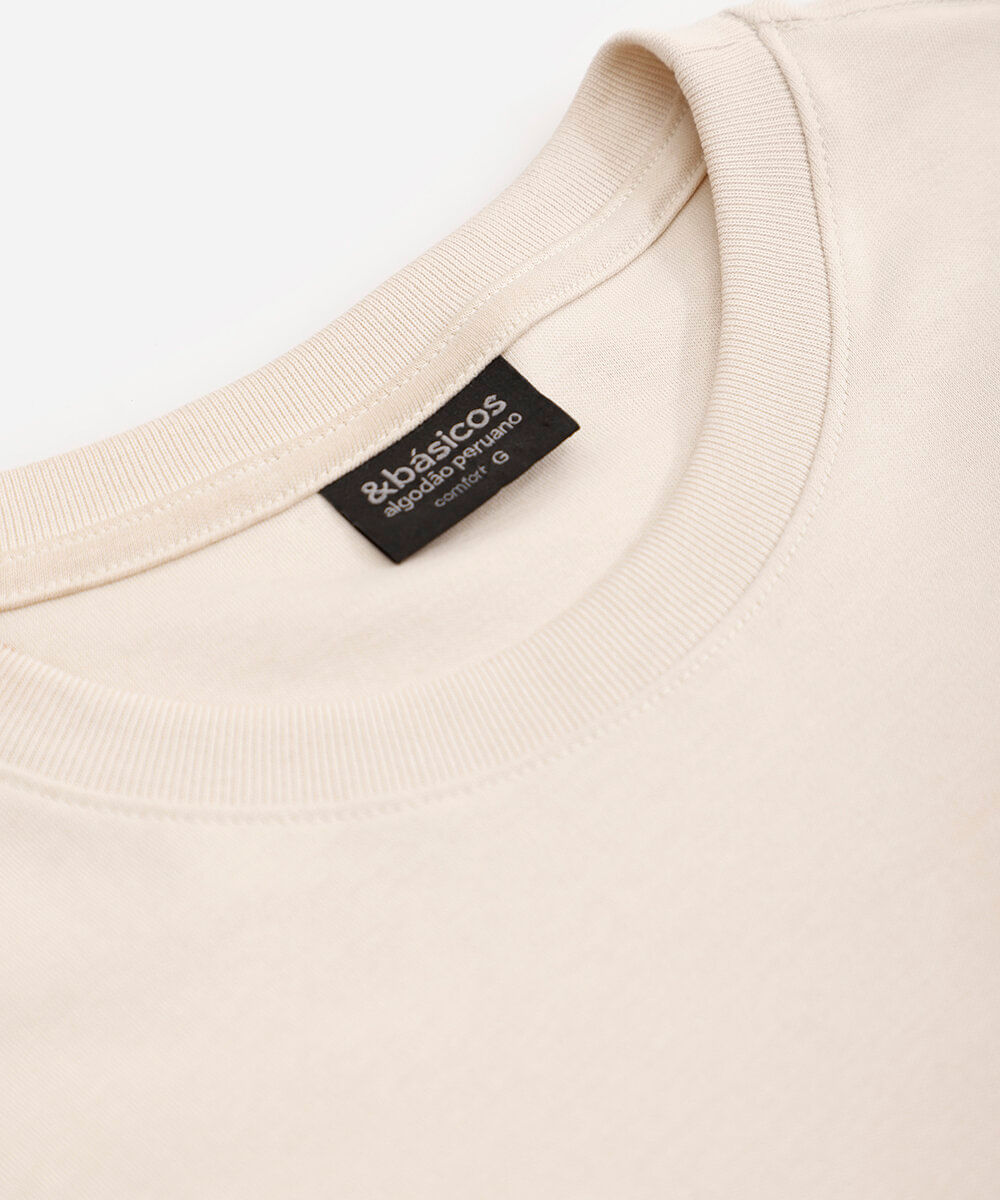 camiseta de algodão peruano bold manga curta bege