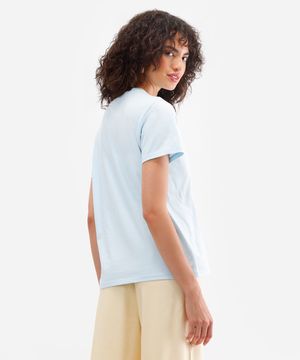 camiseta feminina de algodão croissant azul